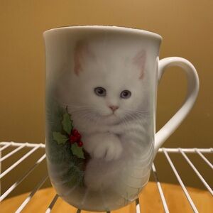 Vintage Otagiri Bob Harrison Christmas White Cat Cup
